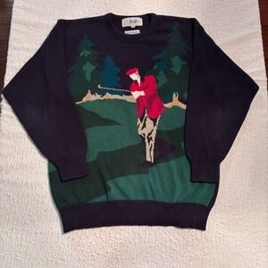 Vintage Pringle of Scotland Men's 100% Cotton Eclectic Grandpa Golf Sweater, L
